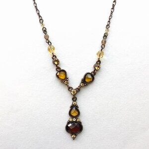 Vintage 2028 Multi-Gem Copper Necklace • Topaz, Red & Peach Gems